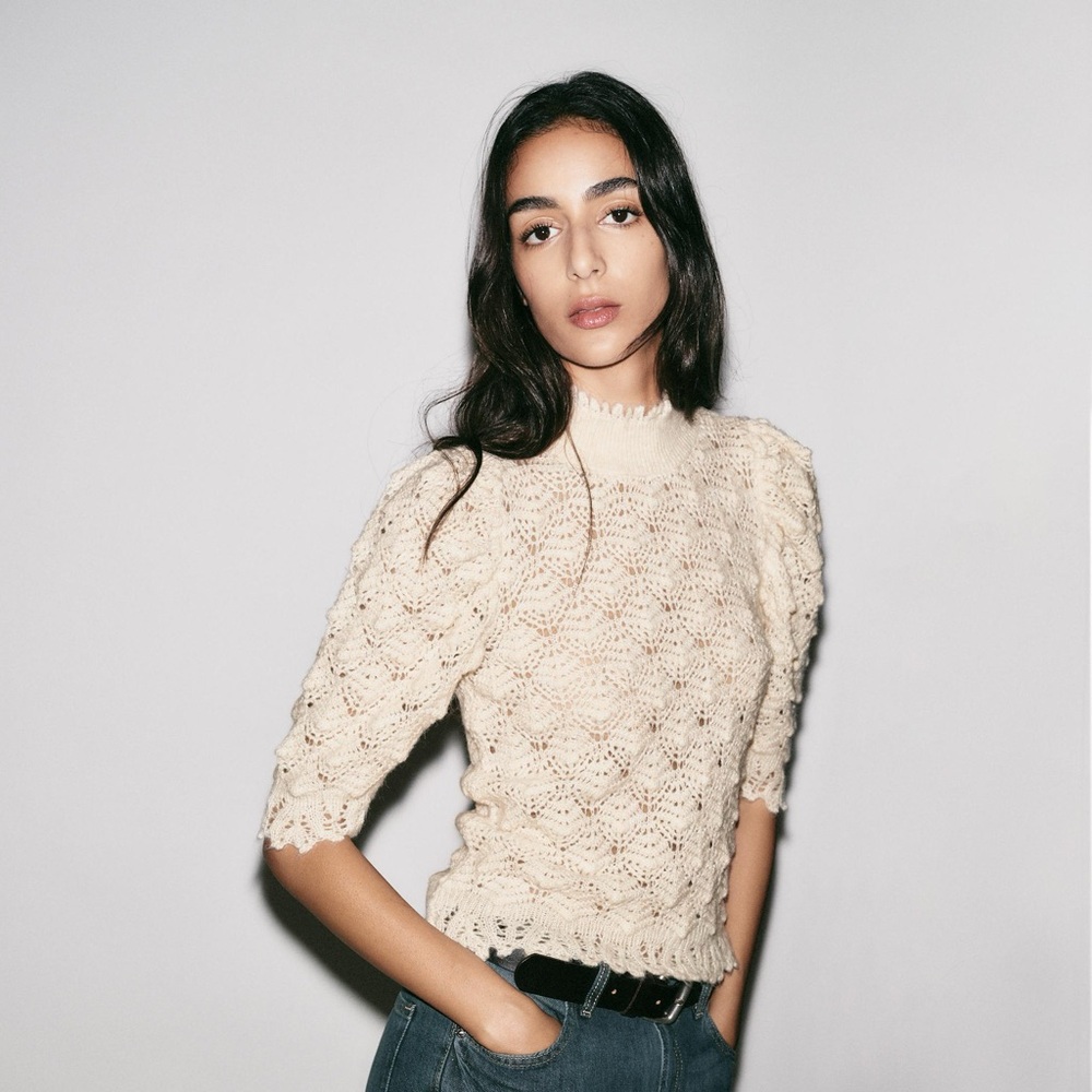 ZARA Romantic Open Knit Sweater. L NWT - Picture 2 of 10